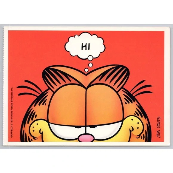 Vintage Garfield the Cat Postcard Jim Davis 1978 Hi Thought Bubble B1 4x6 Chrome