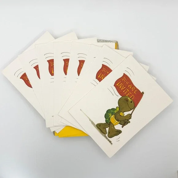 Vintage Suzys Zoo Turtle You Are Invited Invitation Cards 8 Pack