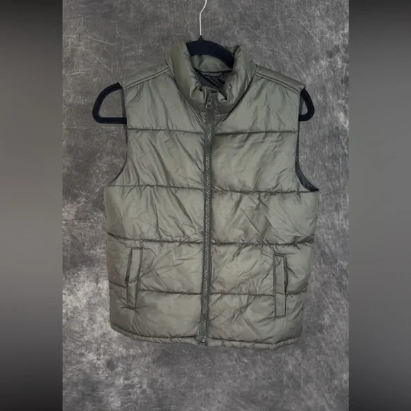Boys Old Navy Olive Green Puffer Vest | Size L (10–12)