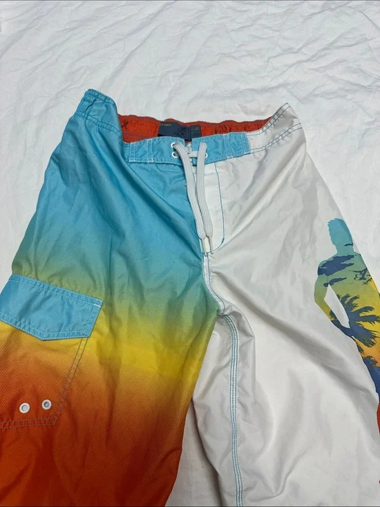 Old Navy Boys Gradient Surf Board Shorts - Blue/Yellow/Orange