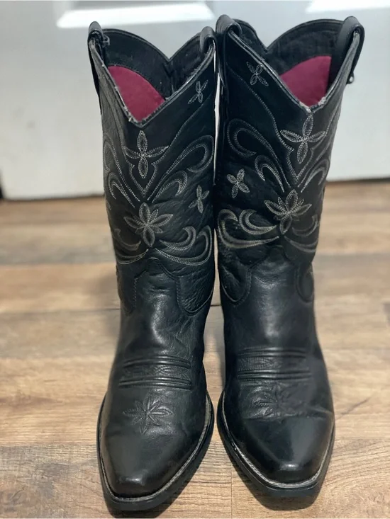 Ariat Black Over-the-Knee Western Boots with Pink Lining