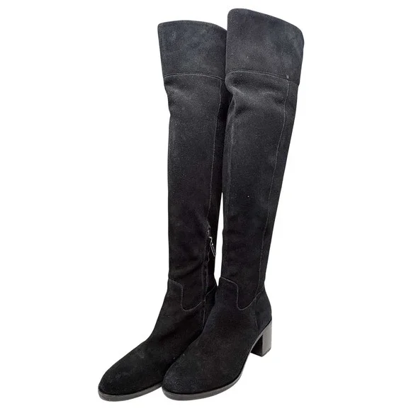 Michael Kors Black Suede Over the Knee Tall Block Heel Boots Size 7.5M