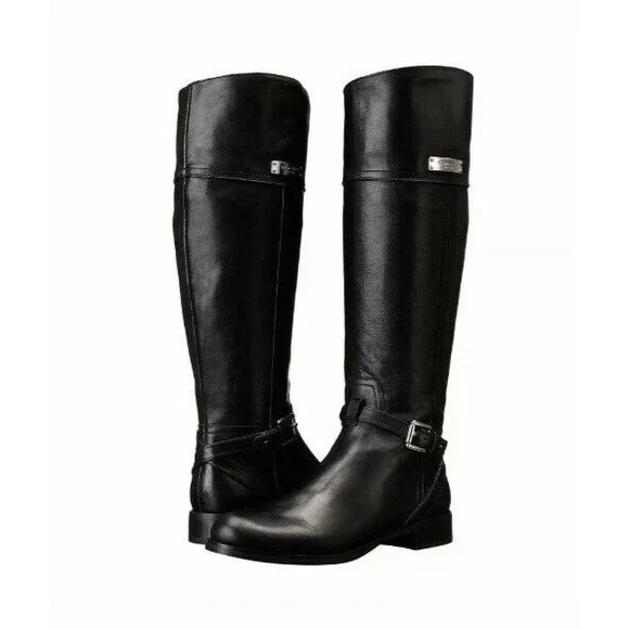 COACH Micha Black Leather Knee High Boots Wide Calf Size 9.5 B‎ A6848