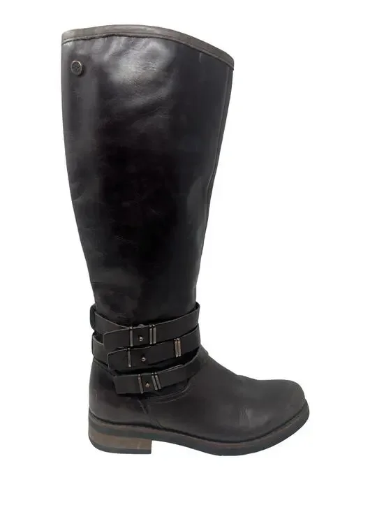 BUSSOLA Prague Ebony Leather Moto Riding Boots Knee High EU 40 / 9 - 9.5