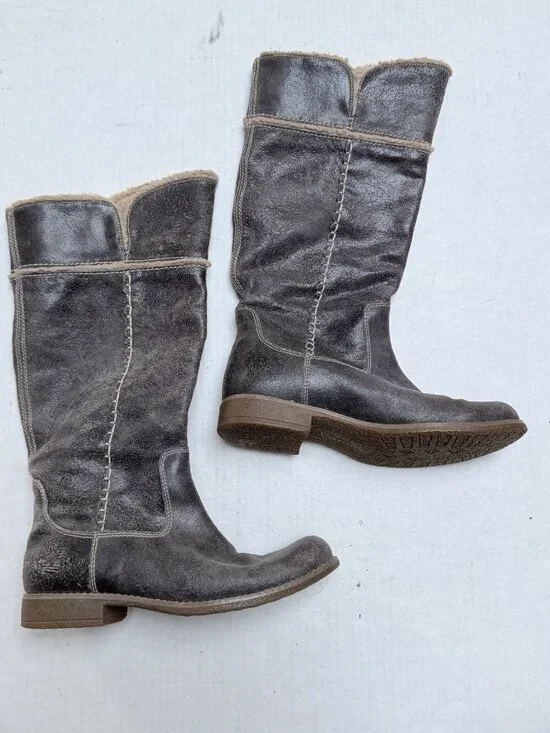 Timberland Women’s 6.5 Shoreham Fold Down Tall‎ Boots Dark Grey Vacation Boho