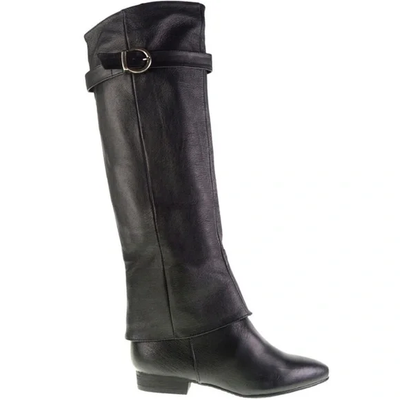 Chinese laundry knee-high riding black leather boots size 6.5 NWOT set in stone