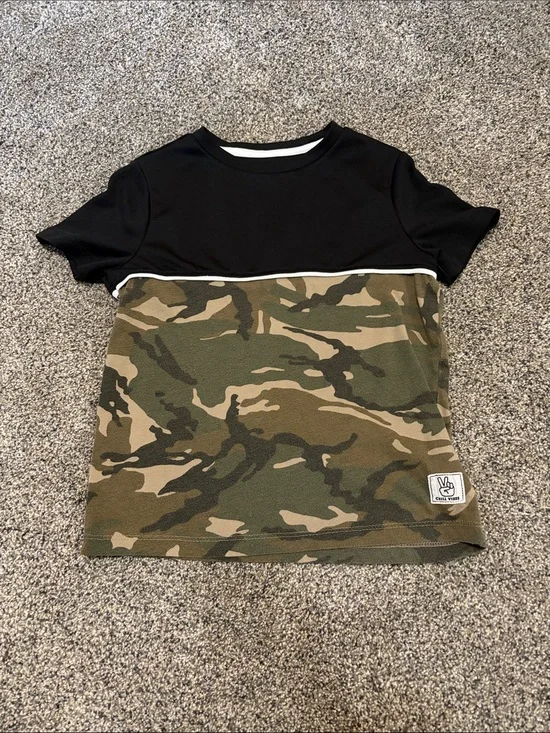 Old Navy Kids Camo Short Sleeve Tee - Olive & Black