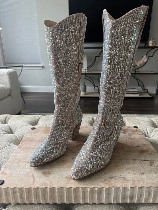 Matisse Iridescent Crystal-Embellished Boots