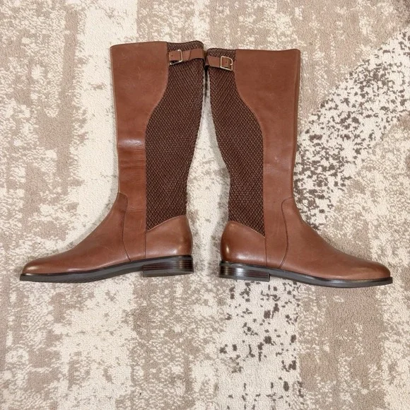 Cole Haan Women's Idah Equestrian Knee High Boot Brown Chestnut‎ Leather Size 10