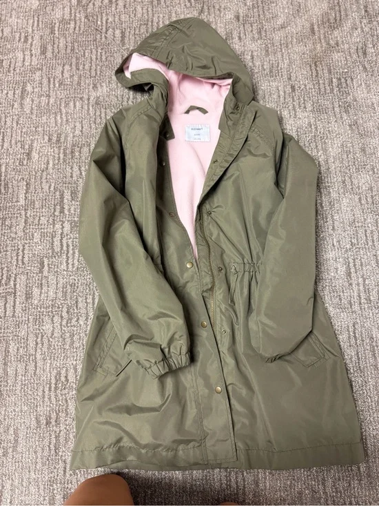 Old navy Olive Trench Coat with Pink Lining