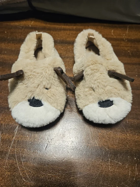 Old Navy Kids Reindeer Plush Slippers Size S 7/8 Little Kid