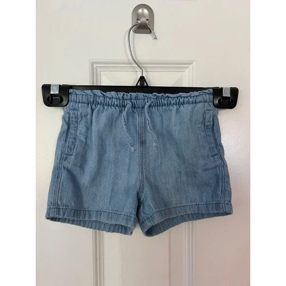 Old Navy Toddler Girls Light Wash Denim Chambray Shorts Elastic Waist 2T