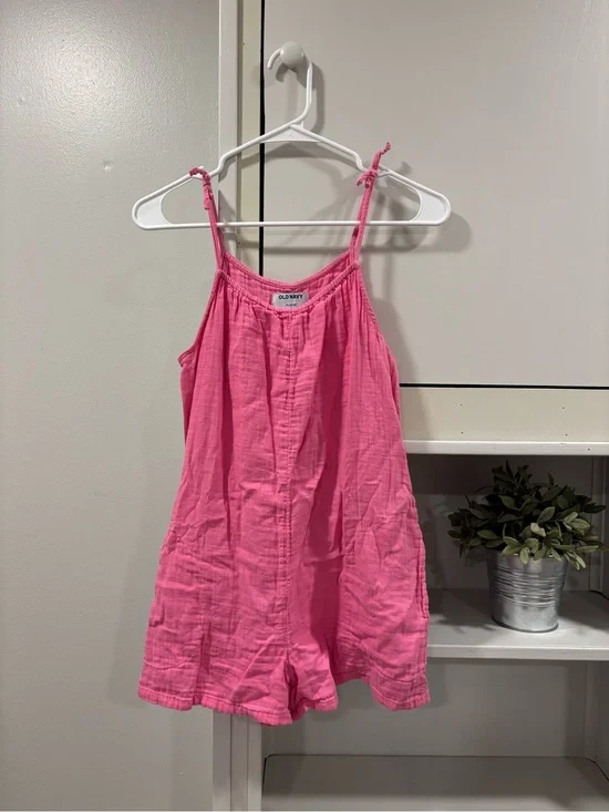 Old Navy Bright Pink Girls' Tie-Shoulder Romper