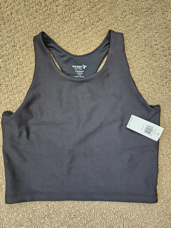 NWT - Girls Old Blackl High-Neck Racerback Sports Bra Tank; size L (10)