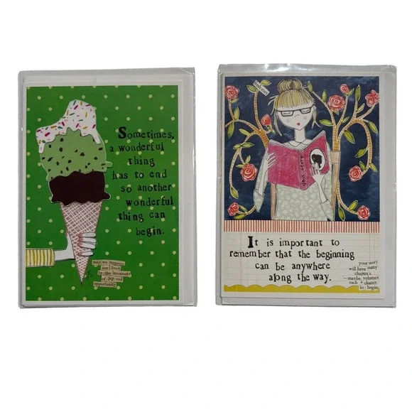 2‎ Curly Girl Design Stationery Greeting Cards Inspirational Quotes Blank Inside
