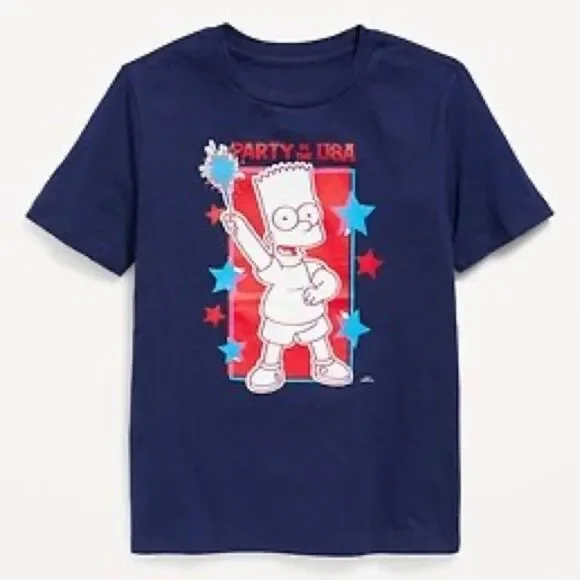 The Simpsons Kids Matching Americana Gender-Neutral Graphic Tee. Large. 10-12.