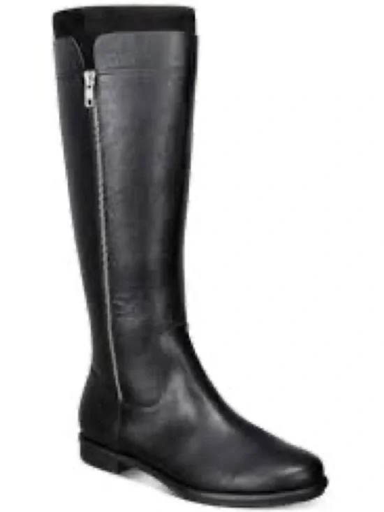 Black  knee high wide calf dual Zip Riding Boots