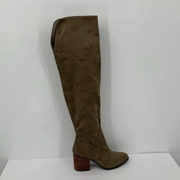 BP Nordstrom Luke Over the Knee OTK boots shoe heel olive green brown tall tan 8