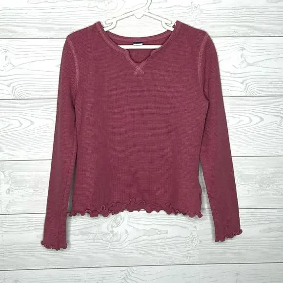 Old Navy dusty rose waffle long sleeve top Girls Size Medium (8)
