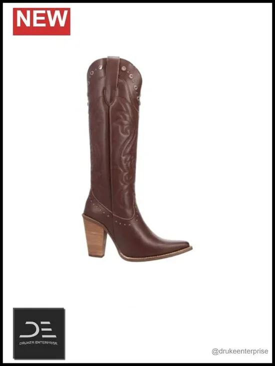Dingo Rock N Rebel Over the Knee Leather Boots Snip Toe Block Heel Zip