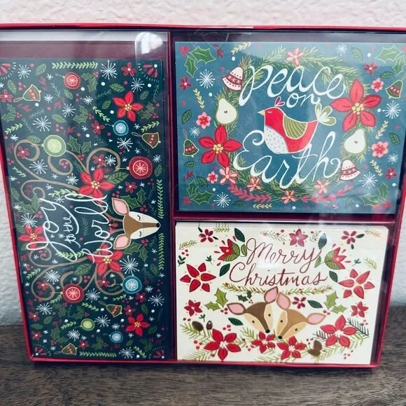 Christmas Cards Molly & Rex Woodland Botanical Deer 18-ct Set