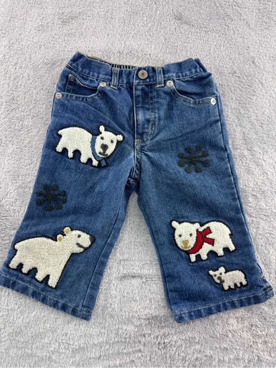 Old Navy Blue Denim Kids Jeans with Polar Bear Appliqués
