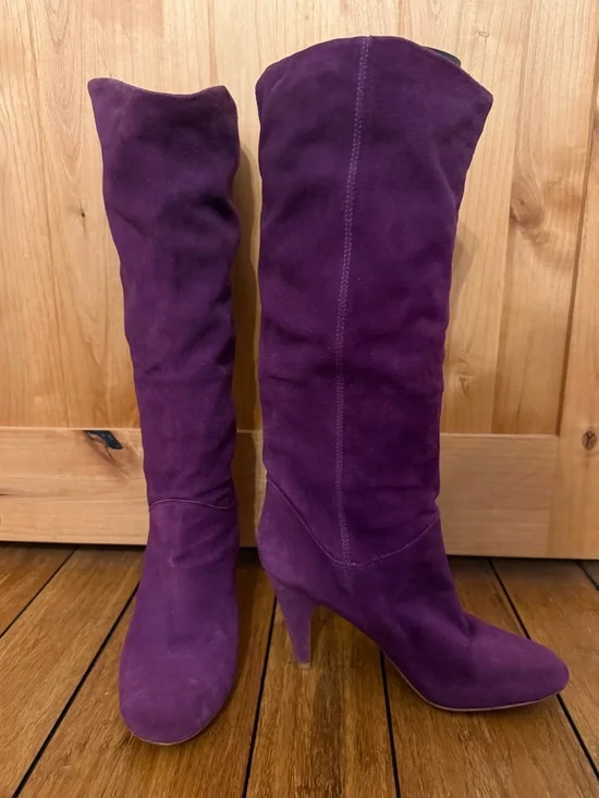 ALDO Tamisha Purple Suede Knee-High Slouchy Stiletto Boots Size 39 (US 8.5)