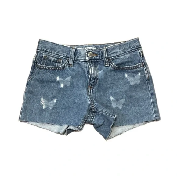 Denim Butterfly Print girls Shorts blue jeans