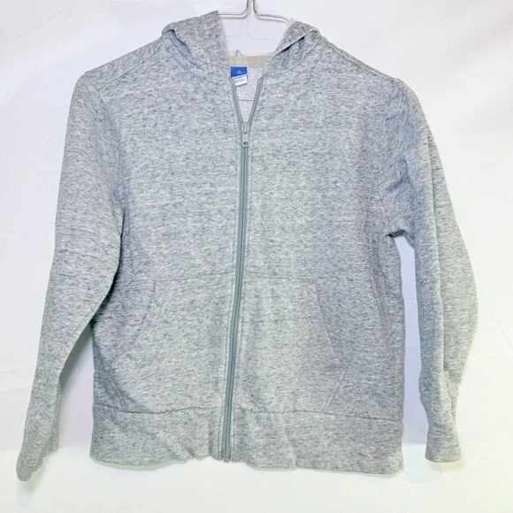 Old Navy Boys Heather Gray Full Zip‎ Hoodie Sweatshirt Size M 8 Fleece Lined
