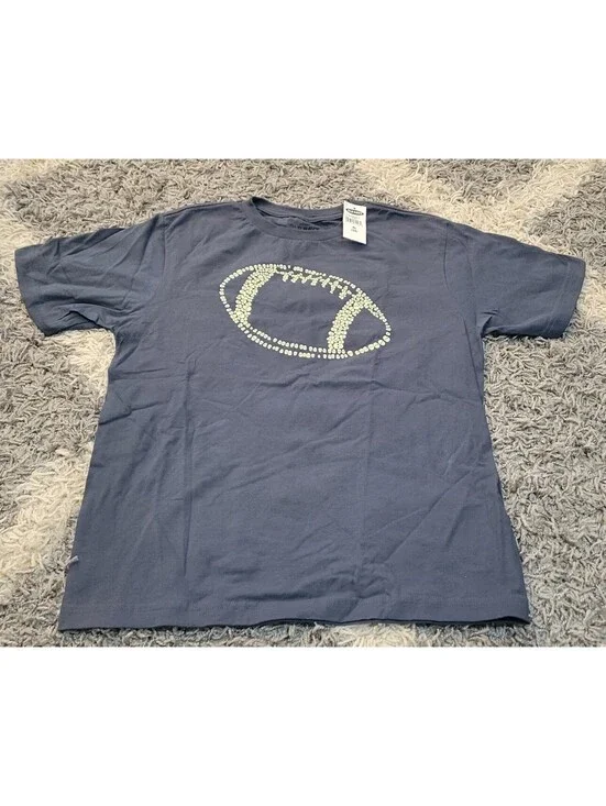 Old Navy Football Skeleton Design Graphic Blue T-Shirt X-Large (14) Youth w/Tag