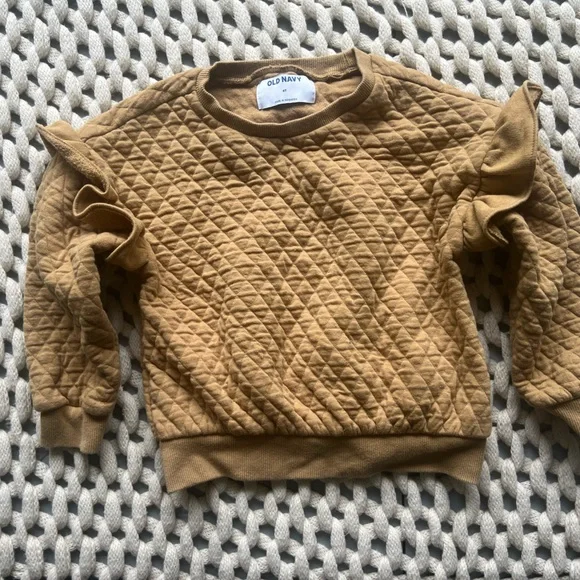 Old Navy girls 4t fall quilted ruffle sleeve sweatshirt in ginger root