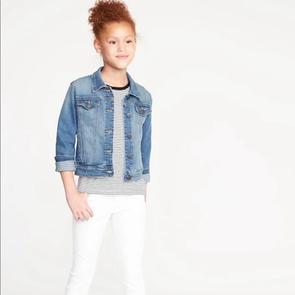 Old Navy Medium-Wash Jean Jacket For Girls - XL (14)
