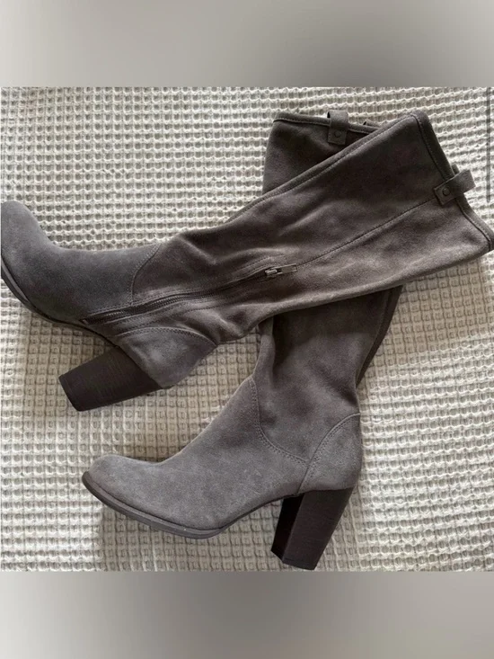 UGG Ava Gray Suede Over-the-Knee Block Heel Boots