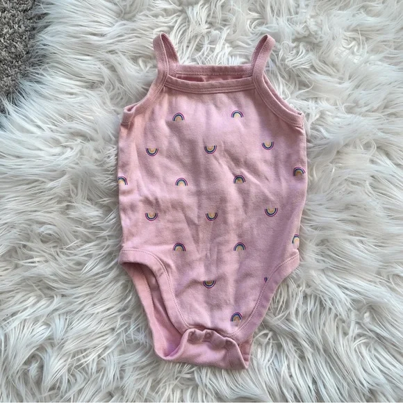 Old Navy Baby Pink Rainbow Tank Bodysuit 6-12M
