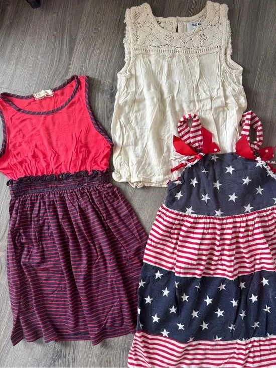 Lot Old Navy Crochet Top, Red Dress & Patriotic Stars Stripes Red Navy Dress