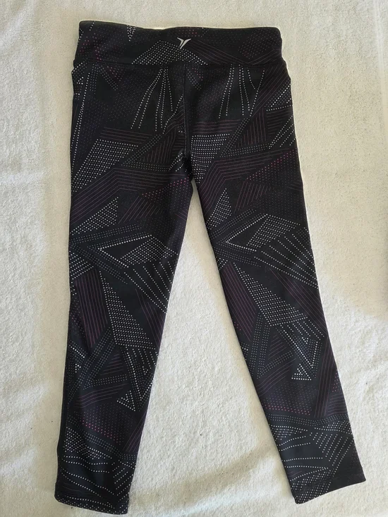 4 For $20 Old Navy Black Leggings with Purple and White Geometric Print