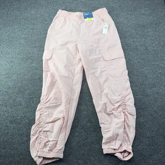 Old Navy Girls Pink High-Rise Jogger Cargo Pants Ruched Leg Size L 10-12 NWT