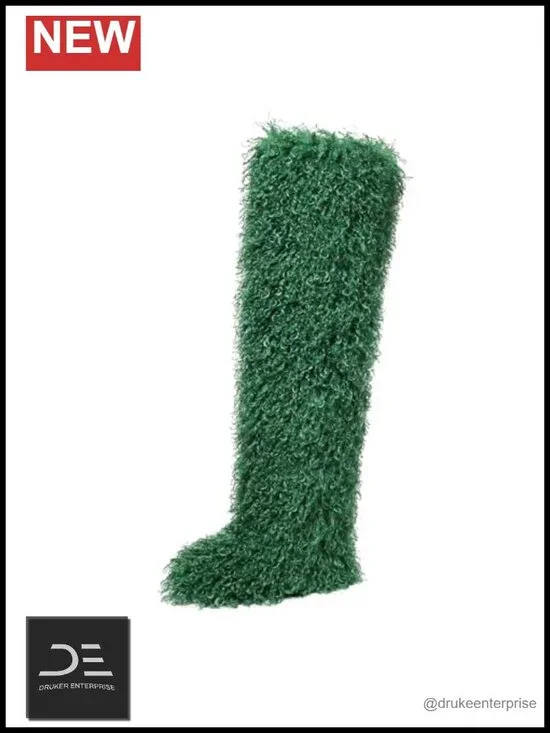 Faux Fur Over-the-Knee Boots Fluffy Shaggy Long Winter Boots