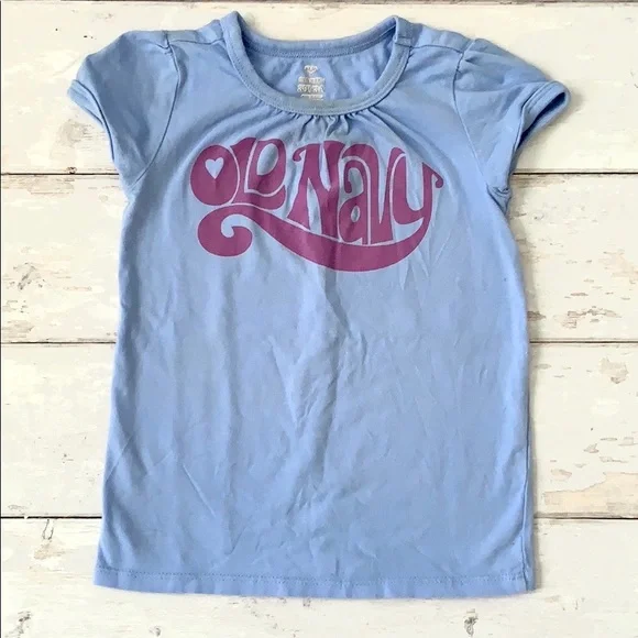 Old Navy Girls 3T Shirt Short Sleeve Blue Purple Kids Toddler Top Periwinkle