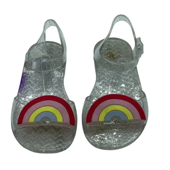 Old Navy Kids Glitter Jelly Sandals With Rainbow Design Toddler Size 7‎