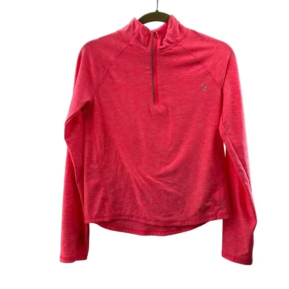 Old Navy Active Girls‎ Go-Dry Pullover XL Hot Pink Long Sleeve Half-Zip Top Neon