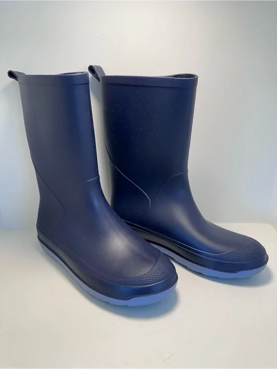 CAT & JACK Andy Rain Boots Navy Waterproof, Pull-On, Non-Marking Sole Size 3 New