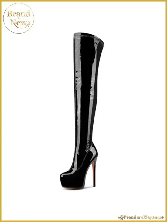 Patent Leather Over The Knee Stiletto Platform Boots
