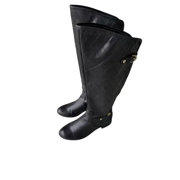 AK Anne Klein Klye quilted leather riding boots size 6