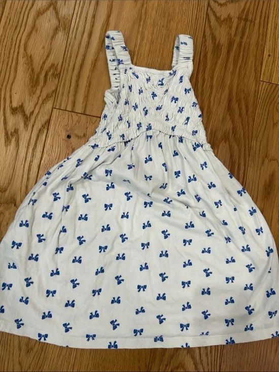 Old Navy Small Kids White and Blue Bow Print Dress