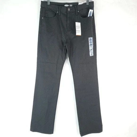 Old Navy Straight Built In Flex Tough Pants Grey Charles Boy's Sz 16 Adjustable‎