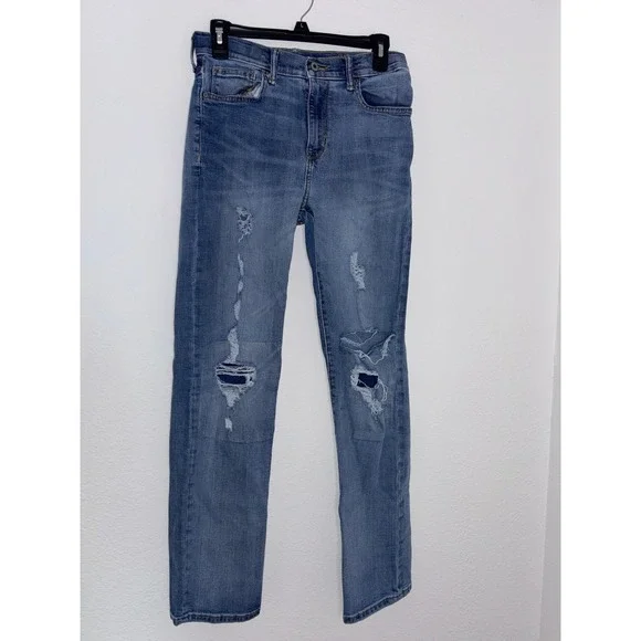Old Navy Karate Slim Distressed Jeans Medium‎ Wash Built-In Flex Max Size 16