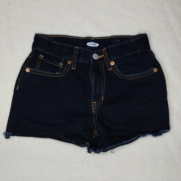 Old Navy Denim Shorts Dark Wash Frayed Hem Casual Girls Size‎ 10