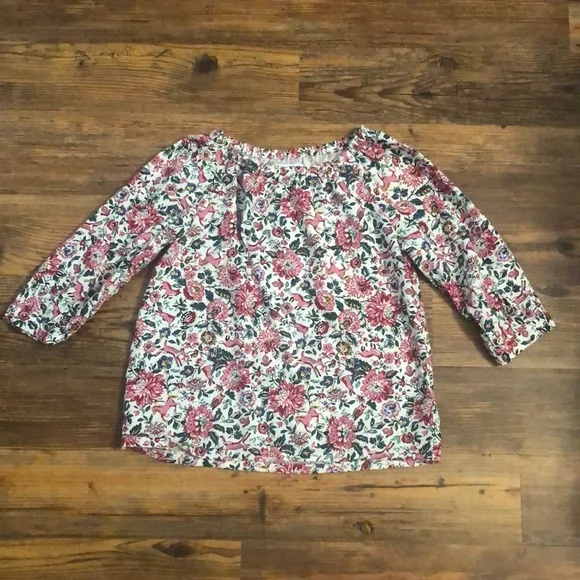 Old Navy l Pink Multi Color Woodland Floral Blouse