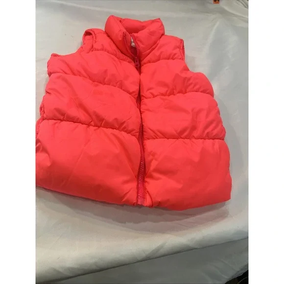Old Navy Girls 8 Coral Pink Puffer Vest Winter Warm‎ Fleece Lined Barbie Hanging